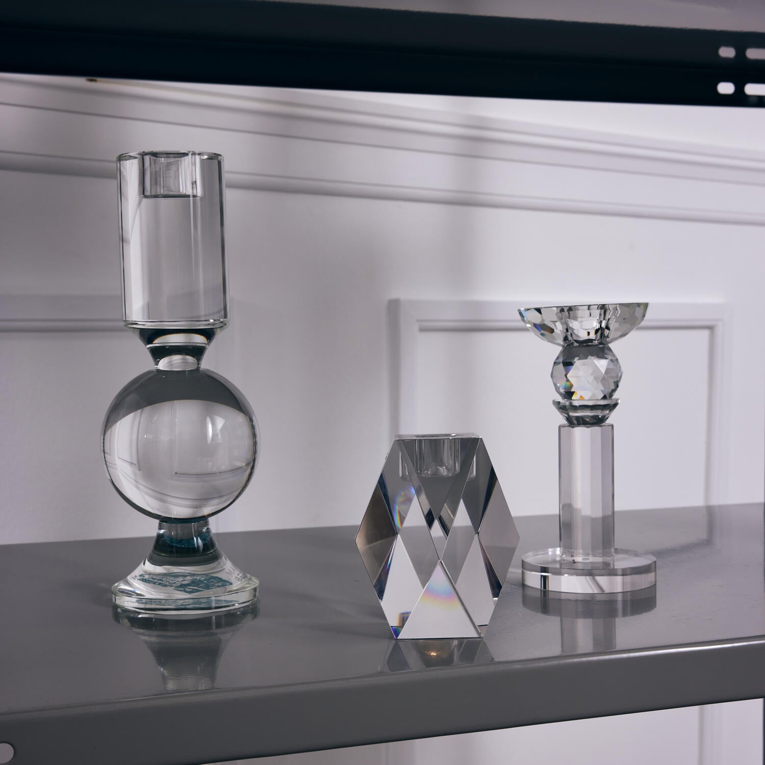 Krystal stage firkant, klar - H 10 cm.